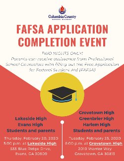 FAFSA completion event informational flyer